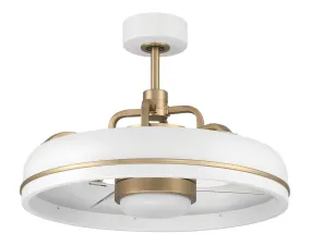 Taylor 20" Ceiling Fan in White & Satin Brass