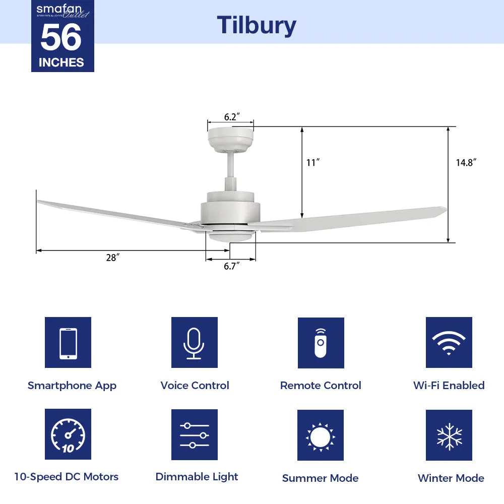 Tilbury Outdoor/Indoor Smart Ceiling Fan with LED Light Remote 56”