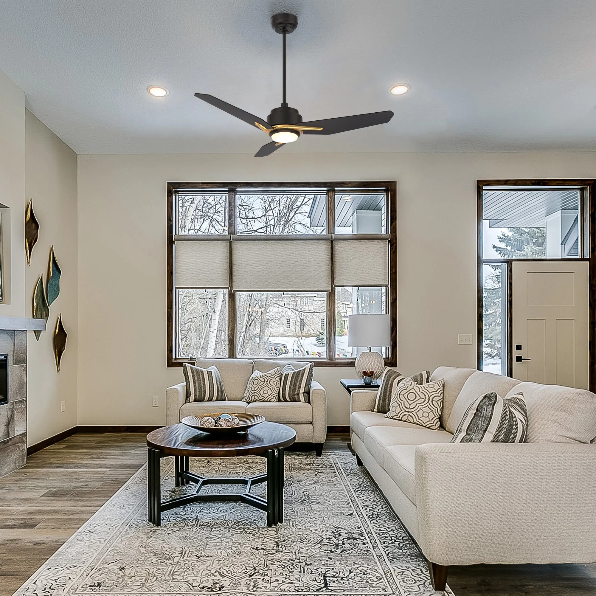 Tilbury Smart Ceiling Fan with LED Light and Remote Outdoor/Indoor 52"