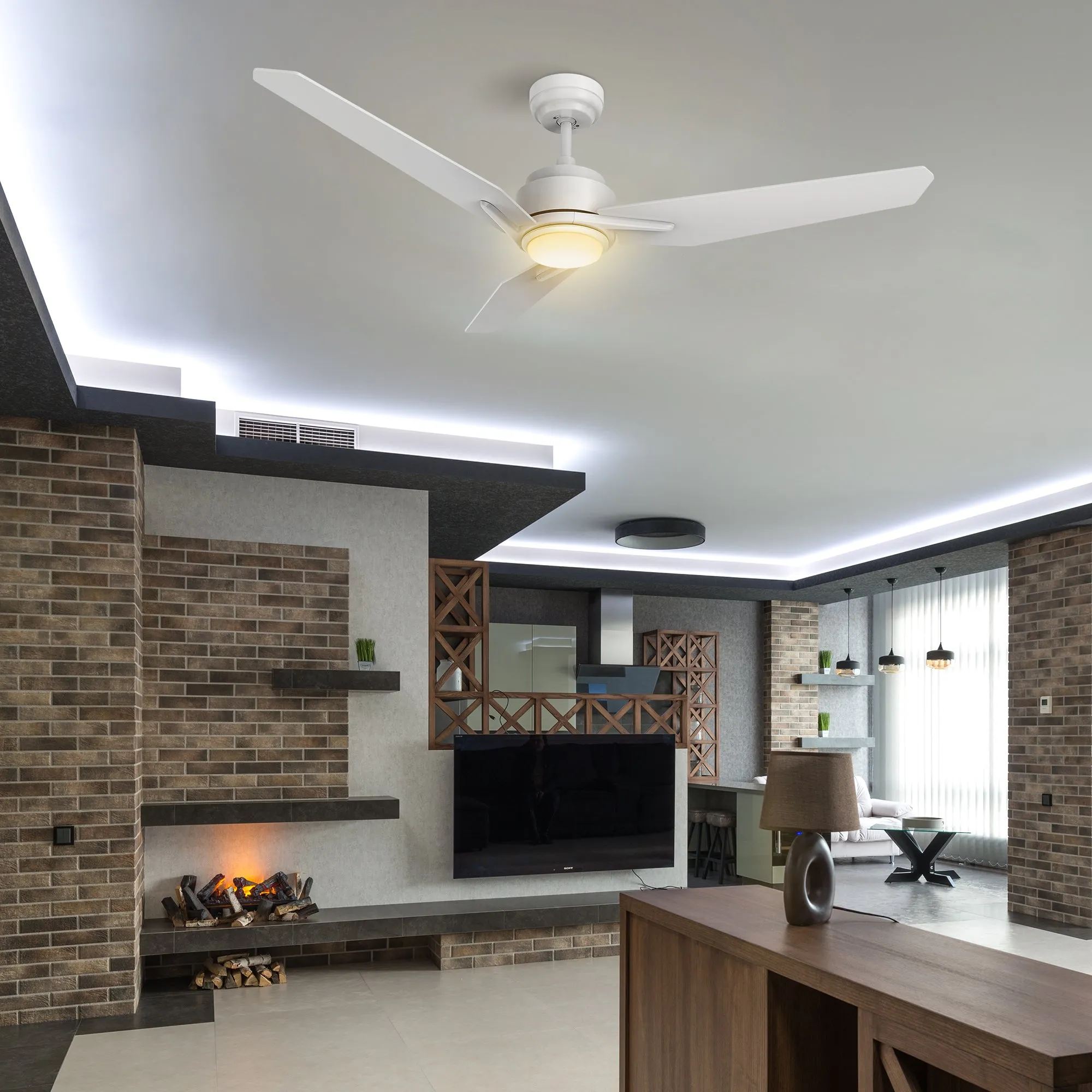 Tilbury Smart Ceiling Fan with LED Light and Remote Outdoor/Indoor 52"