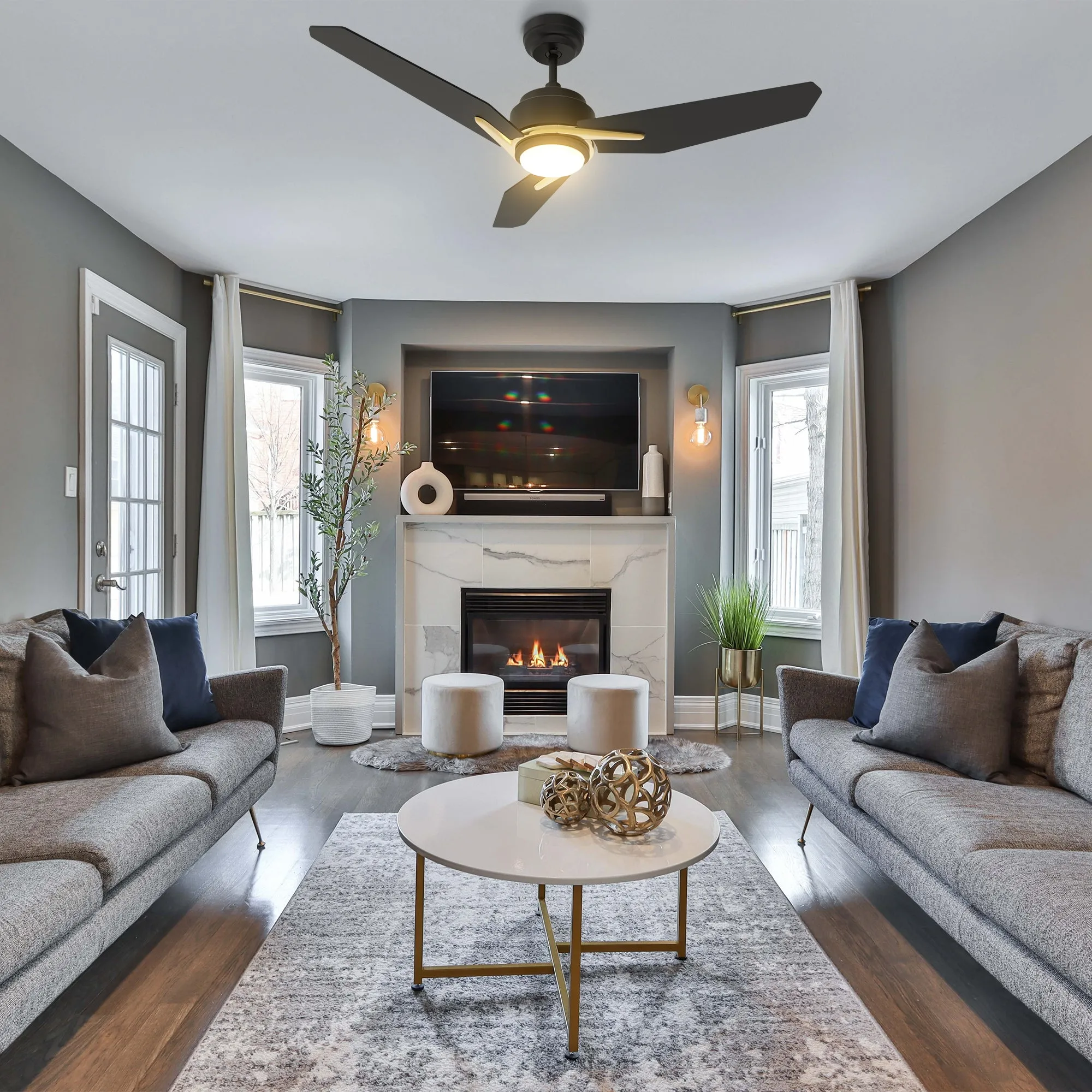 Tilbury Smart Ceiling Fan with LED Light and Remote Outdoor/Indoor 52"