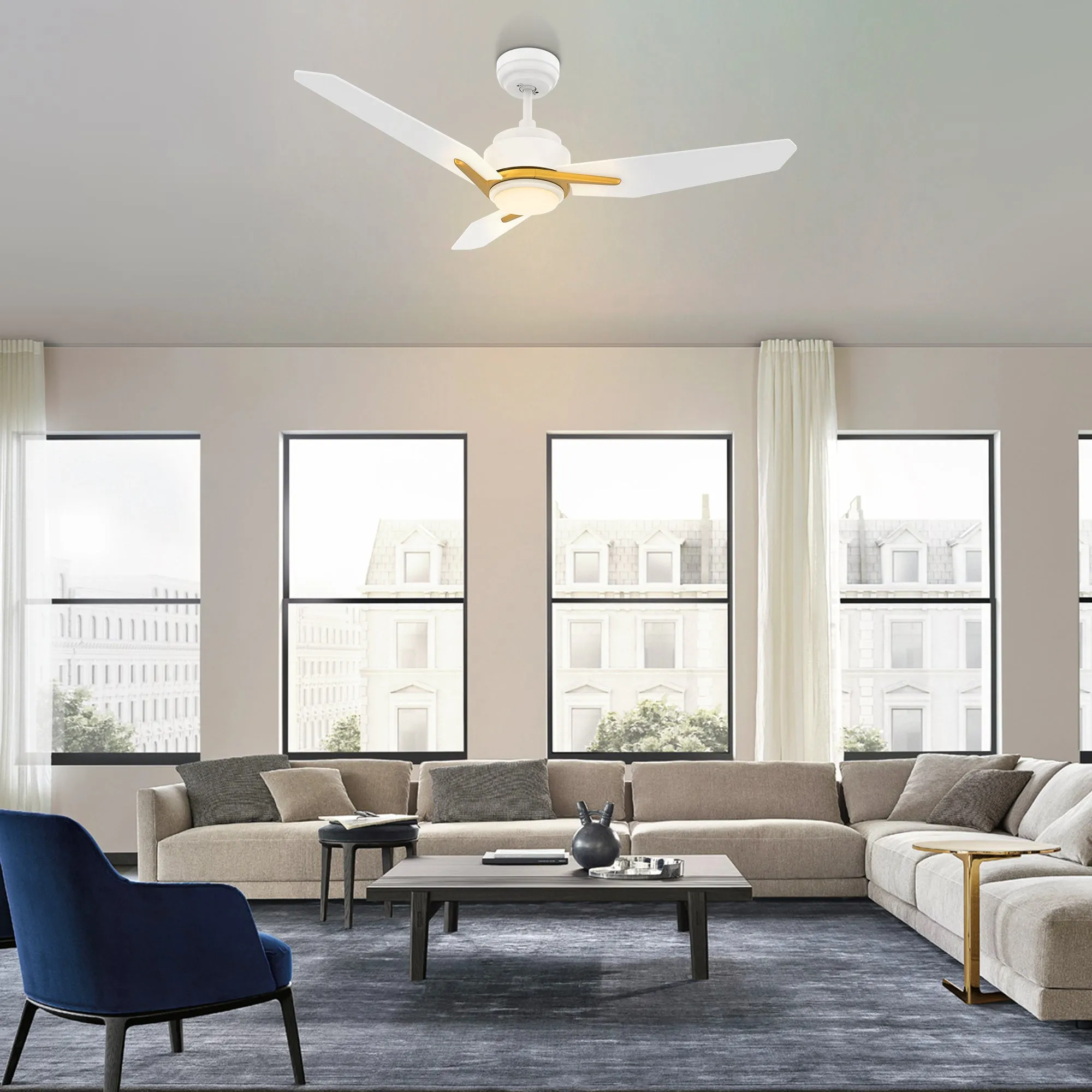 Tilbury Smart Ceiling Fan with LED Light and Remote Outdoor/Indoor 52"