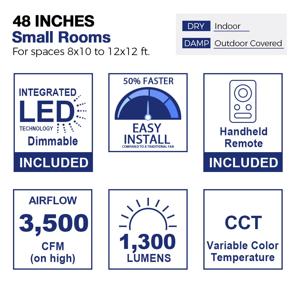 Tilbury Smart Outdoor Ceiling Fan with Dimmable LED Light Remote 48"
