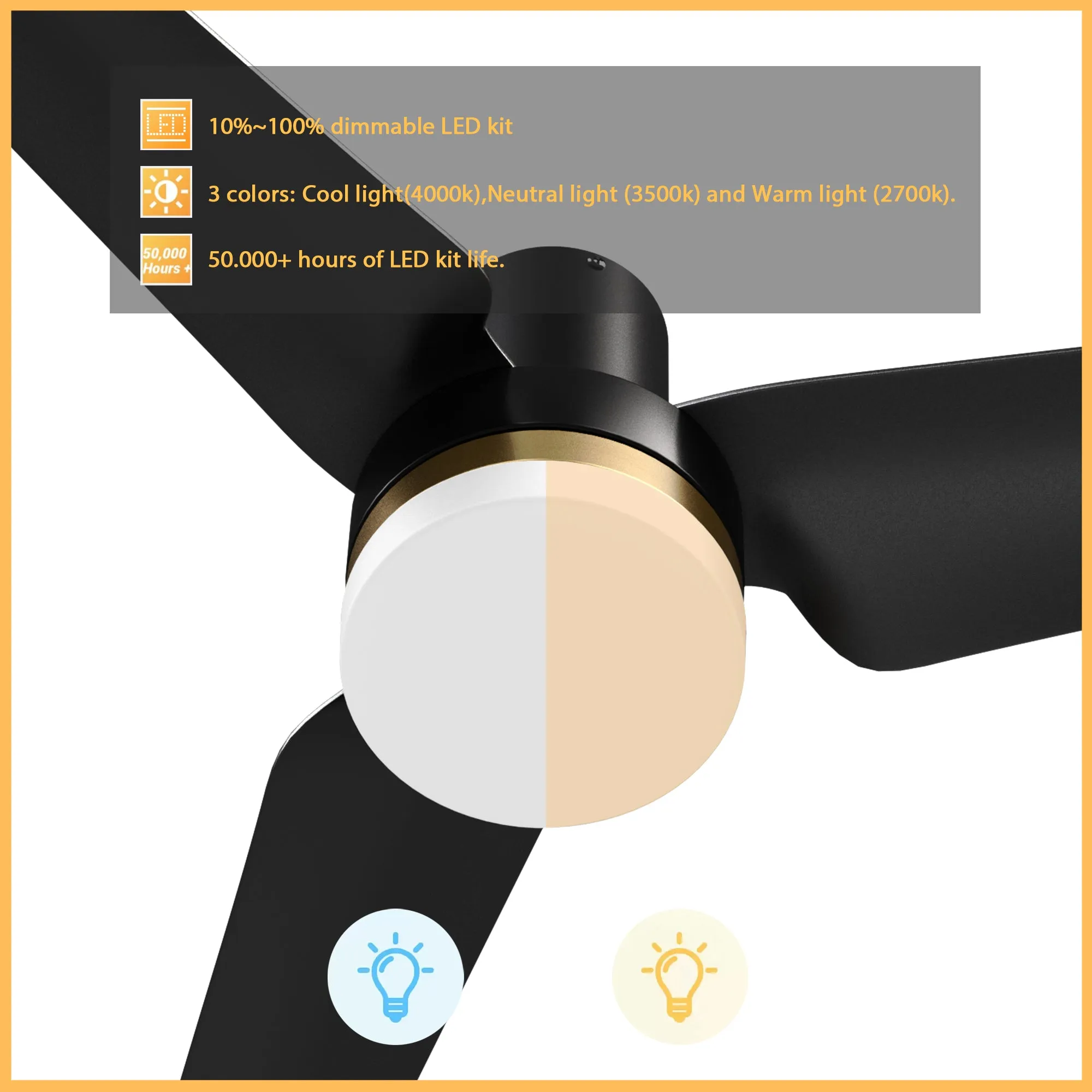 Topeka Low Profile Smart Ceiling Fan with LED Light and remote 52 inch
