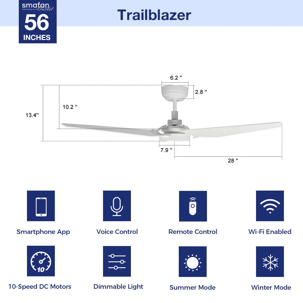 Trailblazer Outdoor Smart Ceiling Fan with LED Light and Remote 56"