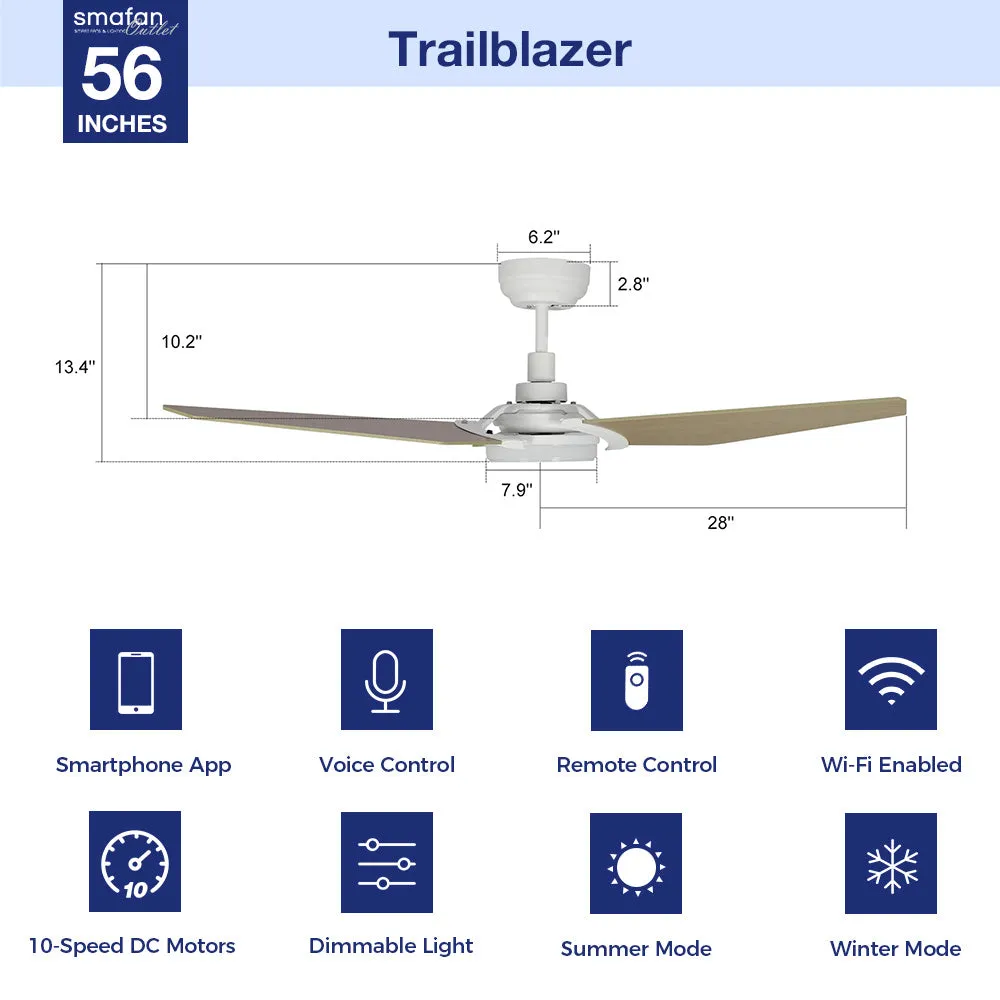 Trailblazer Outdoor Smart Ceiling Fan with LED Light and Remote 56"