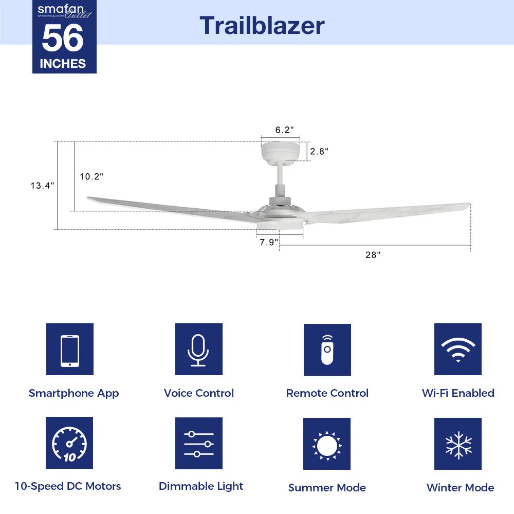 Trailblazer Outdoor Smart Ceiling Fan with LED Light and Remote 56"