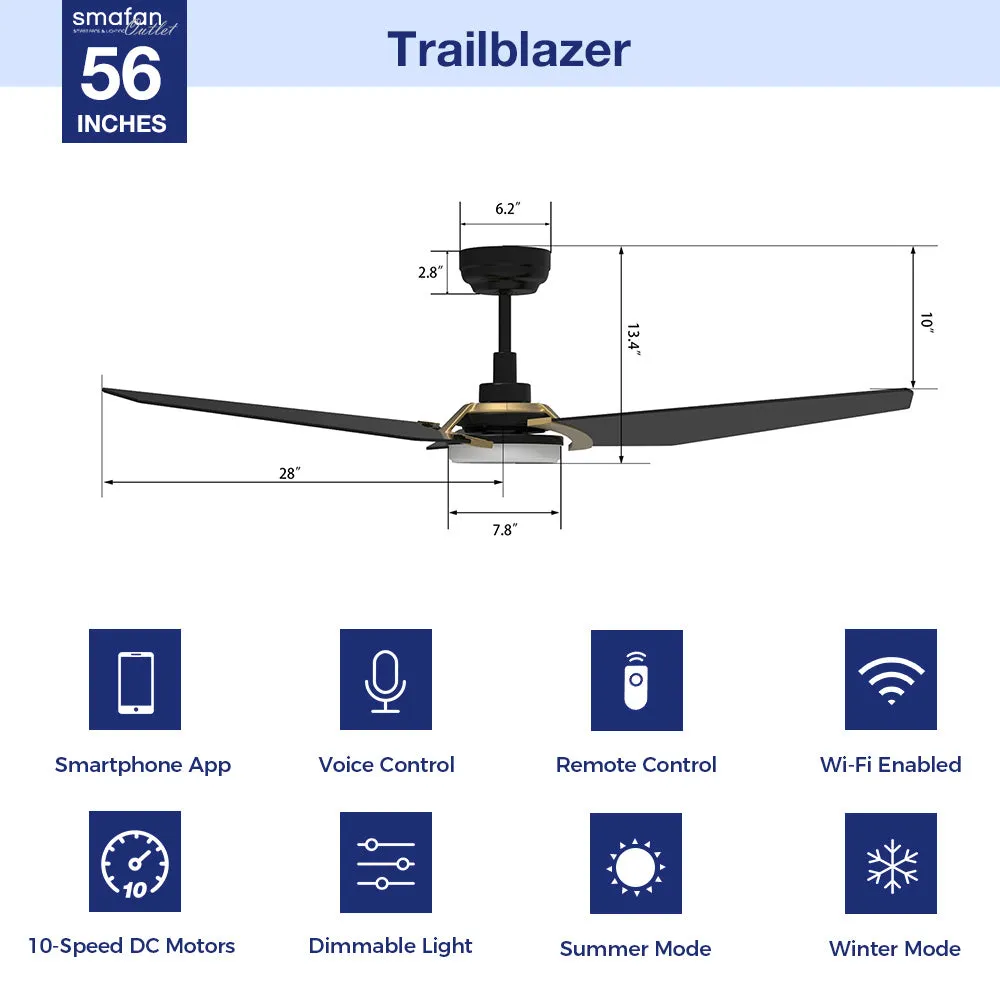 Trailblazer Outdoor Smart Ceiling Fan with LED Light and Remote 56"