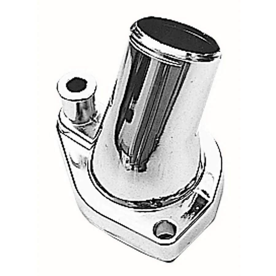 Trans-Dapt 45 Degree Water Neck - 1-1/2 in ID Hose - O-Ring - Chrome - Small Block Ford