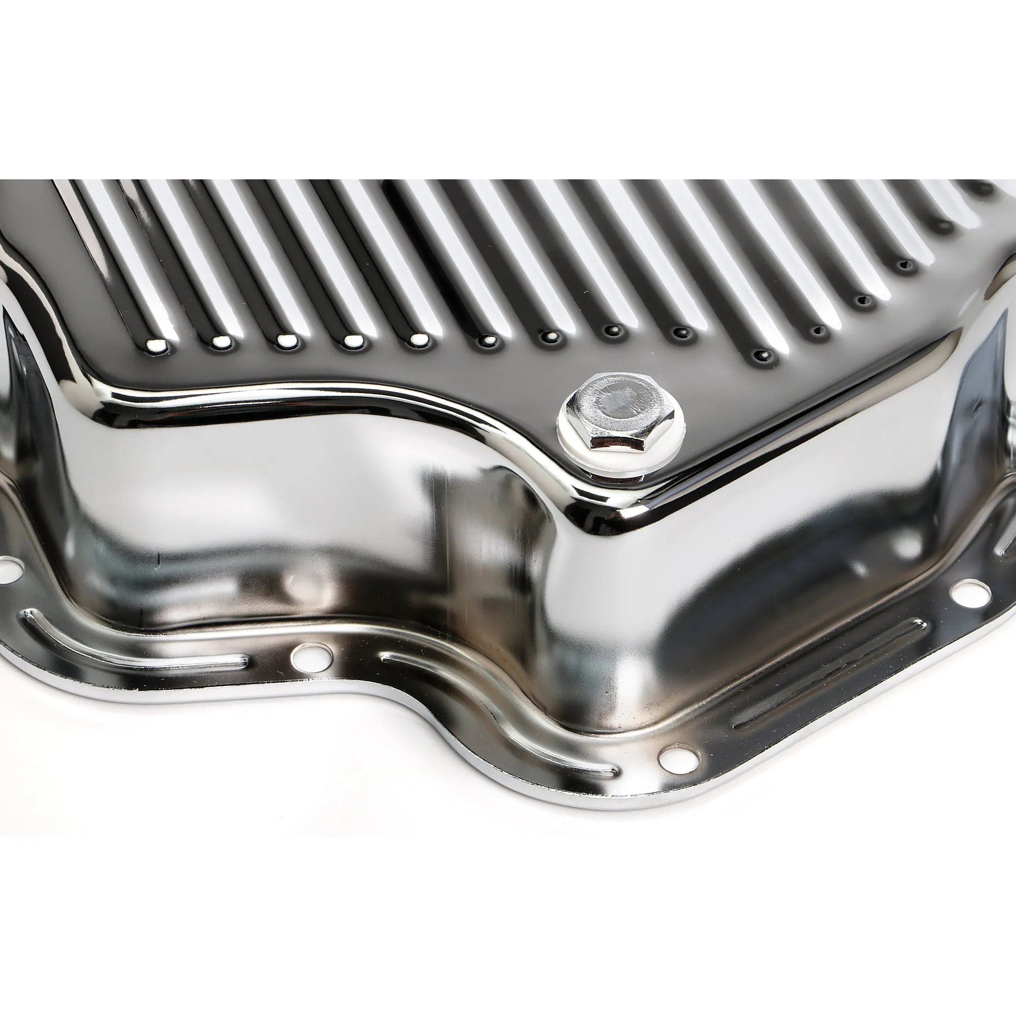 Trans-Dapt Chrome Transmission Pan - TH-400 Finned Bottom