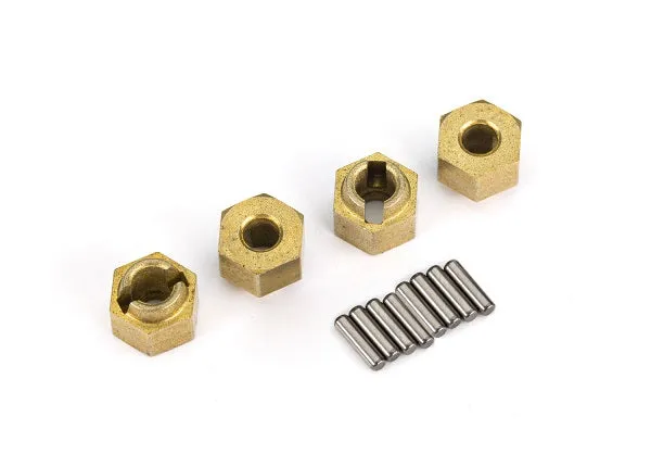 Traxxas Wheel hubs 7mm hex (brass) (4) axle pins (4) 9750X