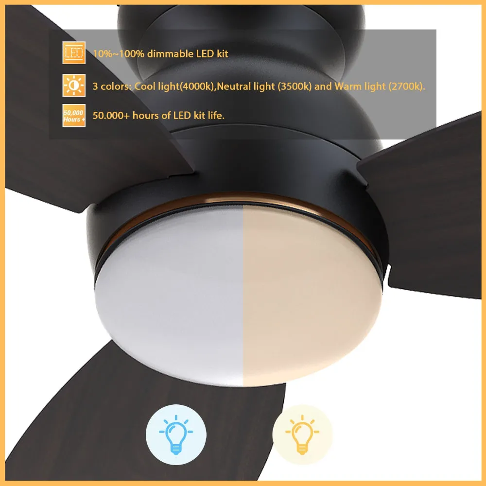 Trendsetter Outdoor Low Profile Smart Fan with LED Light Remote 48”