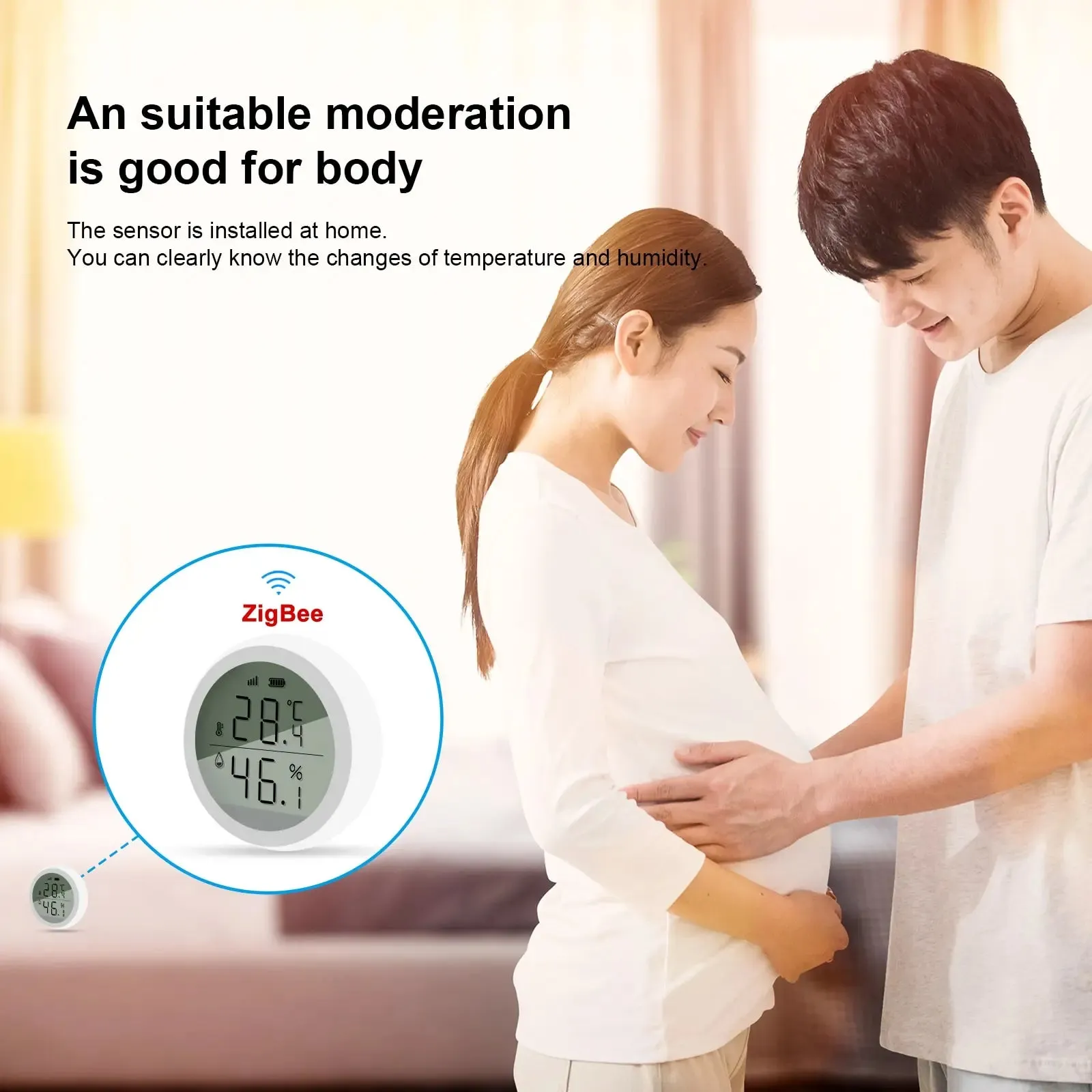 Tuya Smart ZigBee Thermometer Home Indoor Temperature And Humidity Sensor With LCD Display APP Voice Control