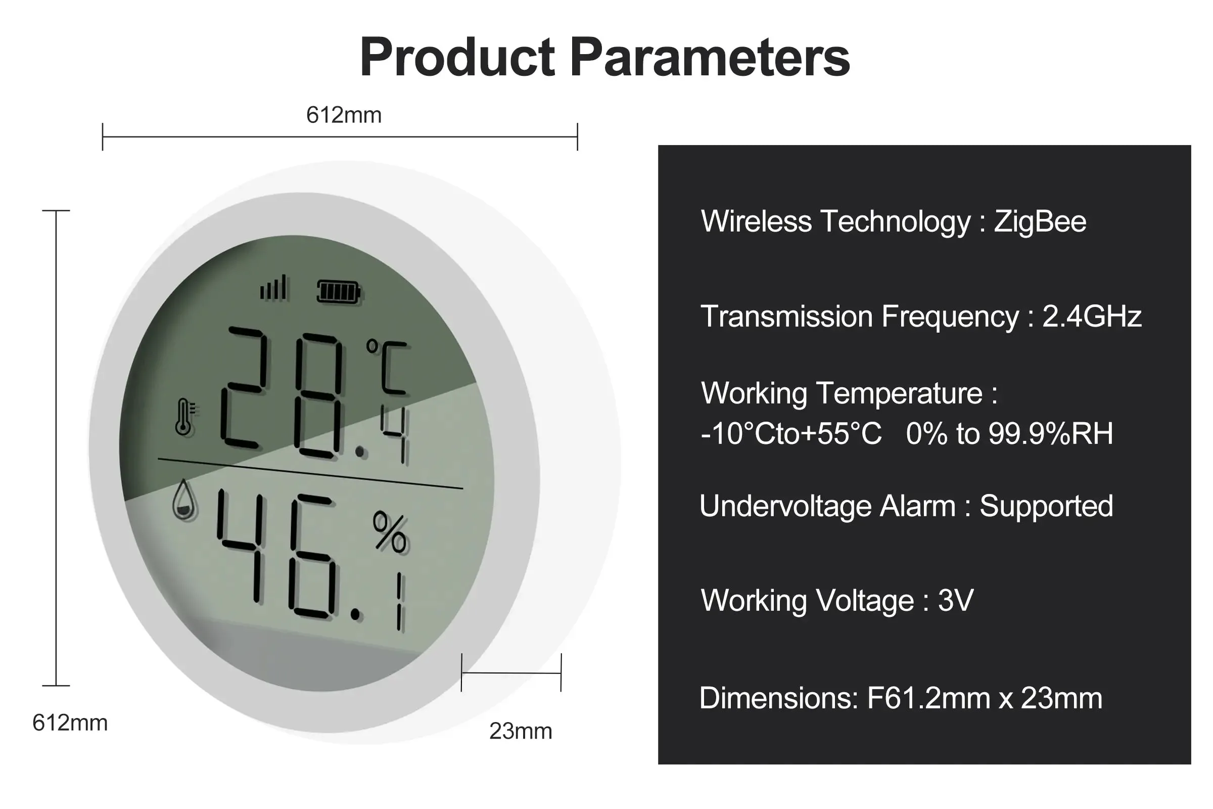 Tuya Smart ZigBee Thermometer Home Indoor Temperature And Humidity Sensor With LCD Display APP Voice Control