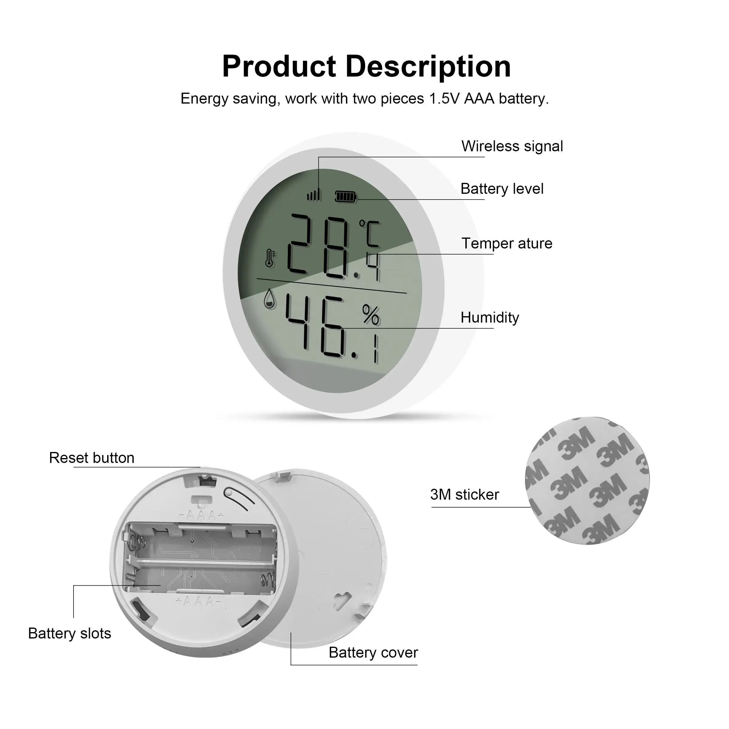Tuya Smart ZigBee Thermometer Home Indoor Temperature And Humidity Sensor With LCD Display APP Voice Control