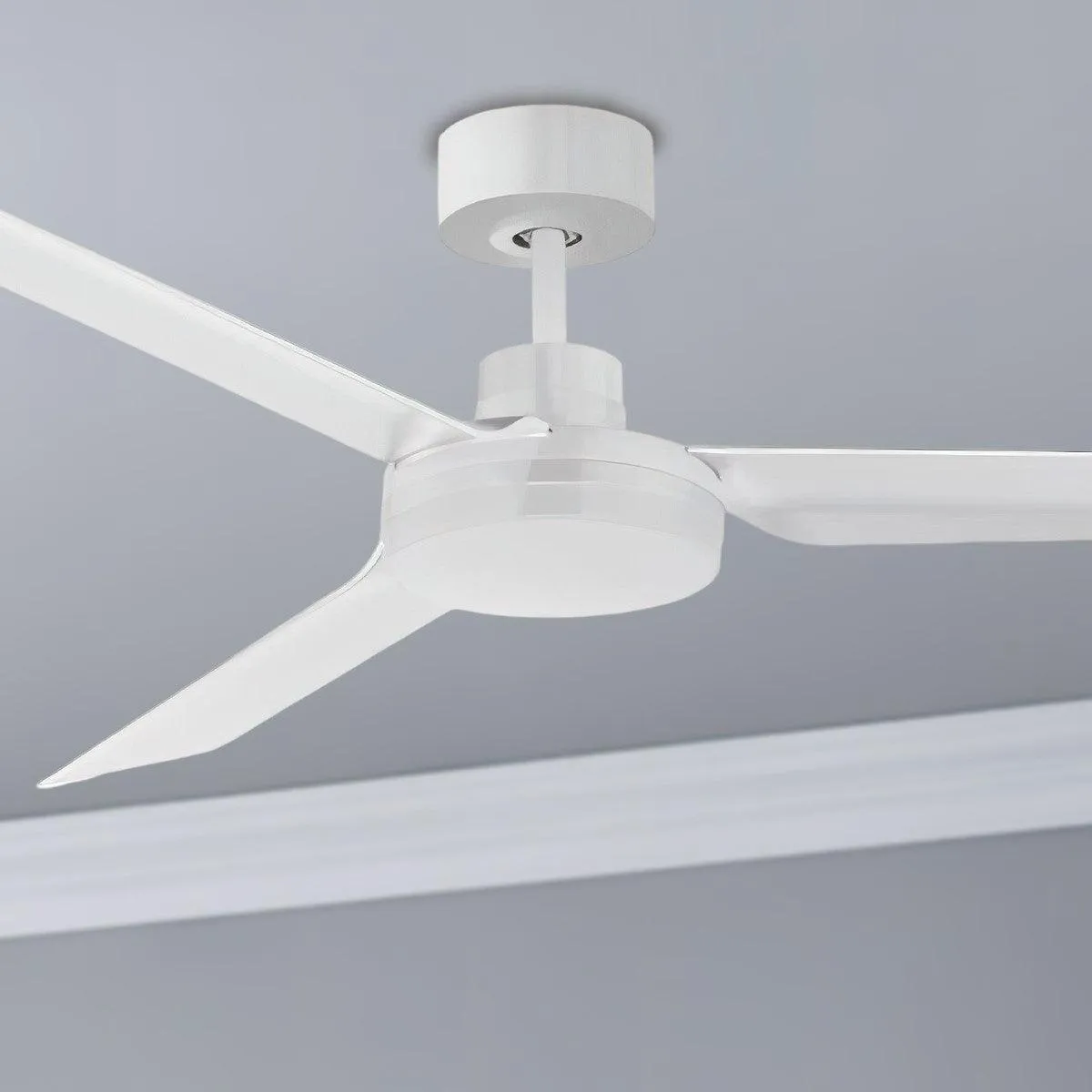 Ultra Slim 52 Inch Matte White Outdoor Ceiling Fan with Wall Control