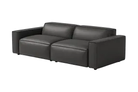 Valencia Nathan Full Aniline Leather Modular Sofa with Down Feather, Loveseat, Black Color