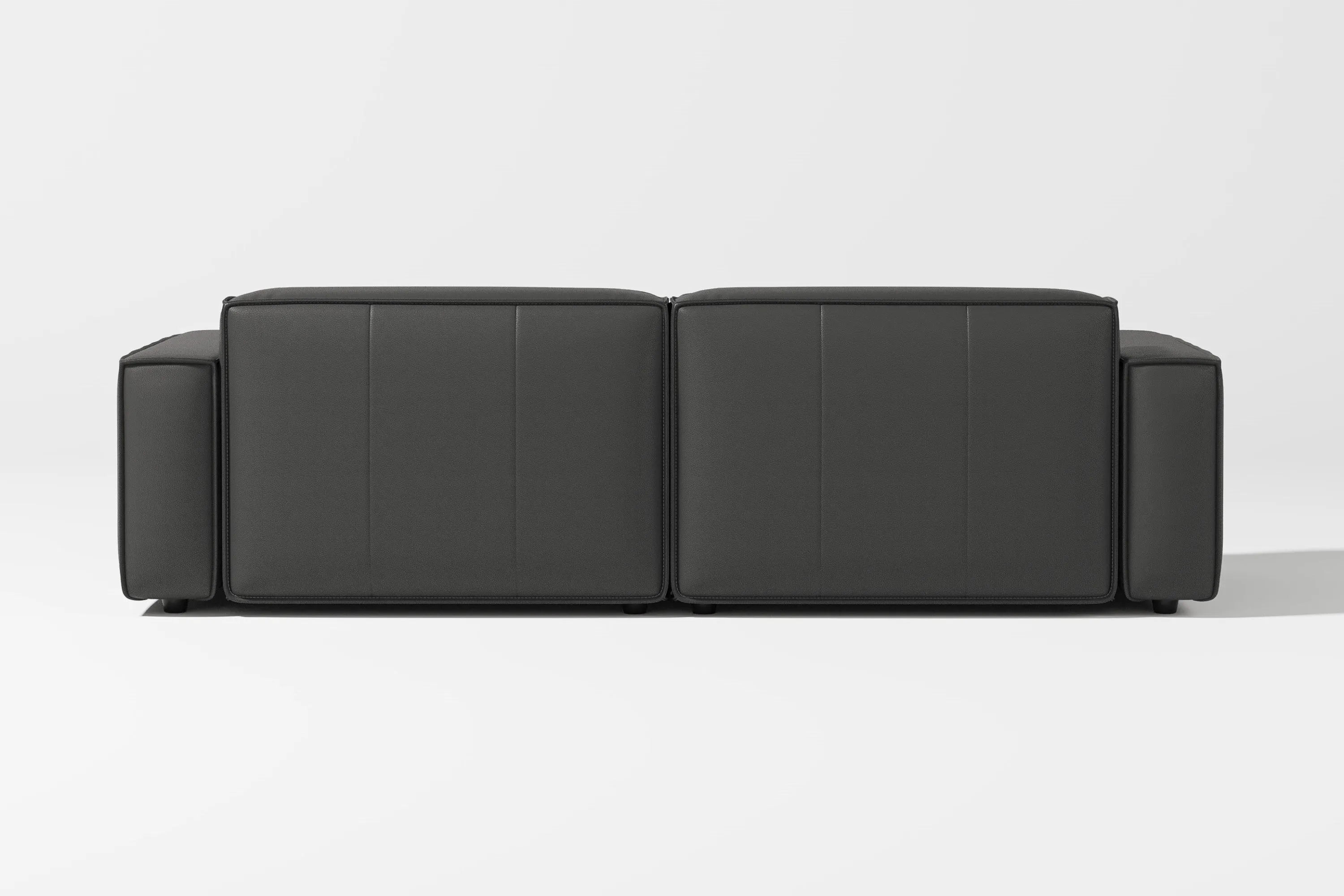 Valencia Nathan Full Aniline Leather Modular Sofa with Down Feather, Loveseat, Black Color
