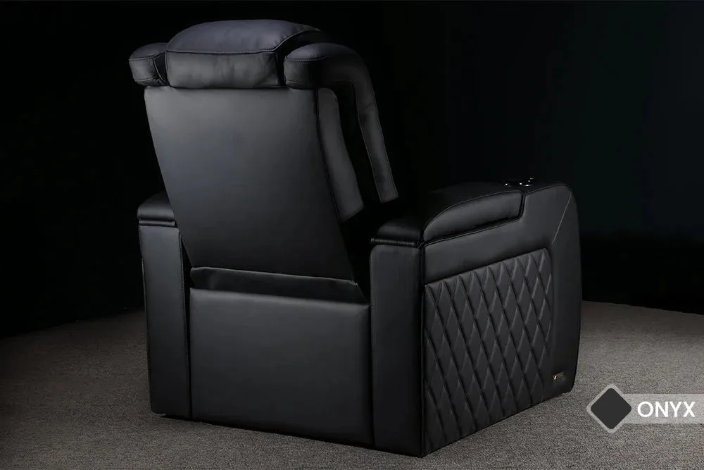 Valencia Tuscany Ultimate Luxury Heat & Ventilation Leather Home Theater Seating Row of 5, Onyx