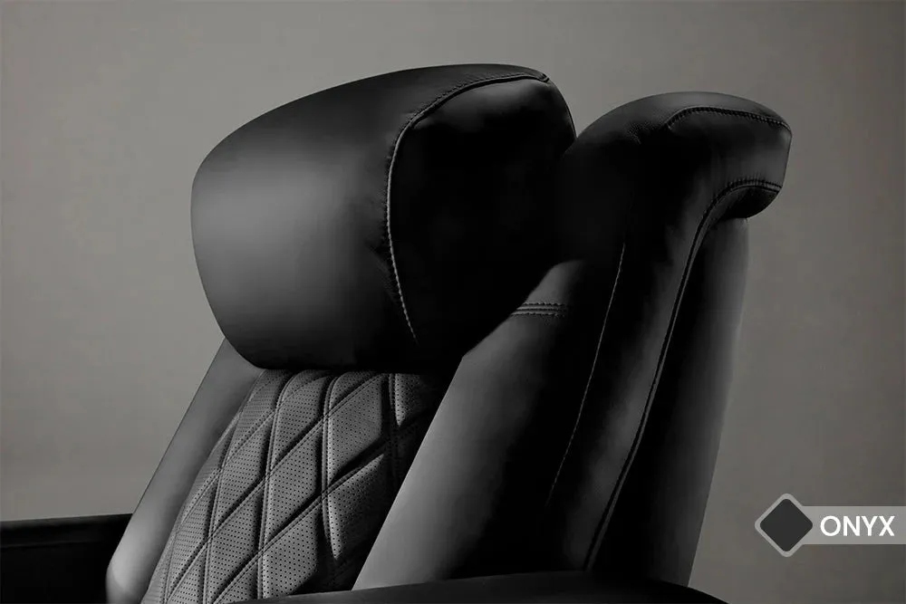 Valencia Tuscany Ultimate Luxury Heat & Ventilation Leather Home Theater Seating Row of 5, Onyx