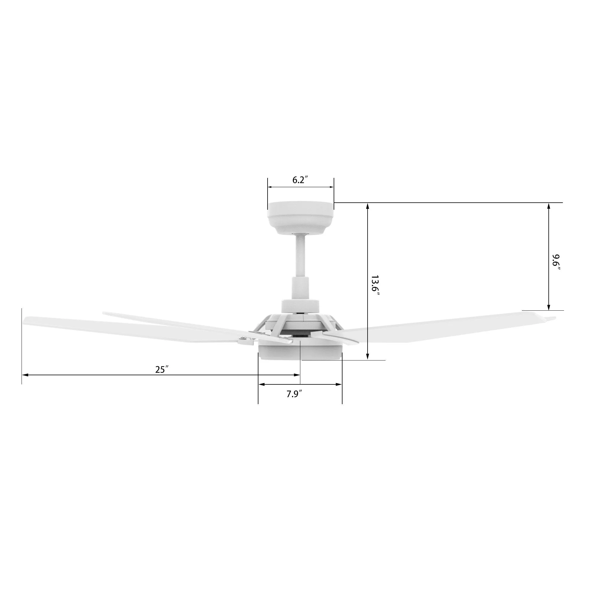 Voyager 52" In. White/Wooden 5 Blade Smart Ceiling Fan with Dimmable LED Light Kit Works with Remote Control, Wi-Fi apps and Voice control via Google Assistant/Alexa/Siri