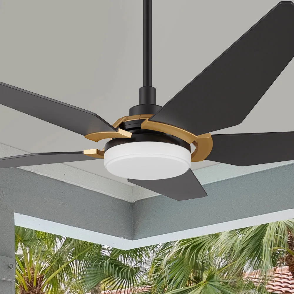 Voyager Outdoor Smart Ceiling Fan with Dimmable LED Light Remote 52"