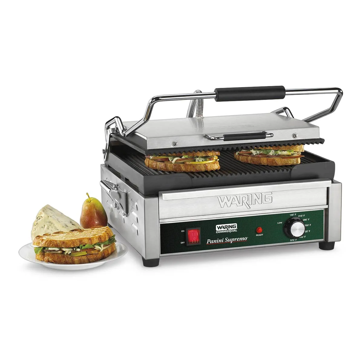 Waring WPG250 Panini Grill w/ Ribbed Plates, 120V