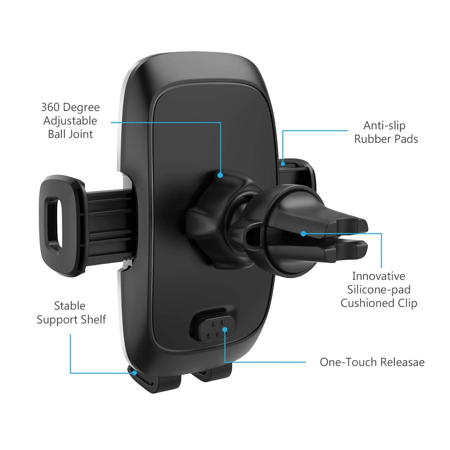 WixGear Air Vent Phone Mount for Car, With Swift-Grip Holder For All Cellphones