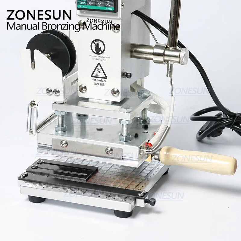 ZS-100 New Embossing Manual Hot Foil Stamping Machine For Leather Paper Wood With Measure Line Letters Hot Foil Stamping Machine