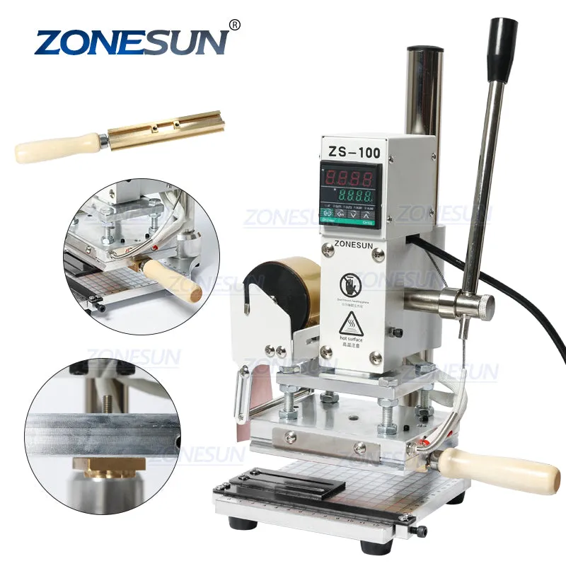ZS-100 New Embossing Manual Hot Foil Stamping Machine For Leather Paper Wood With Measure Line Letters Hot Foil Stamping Machine