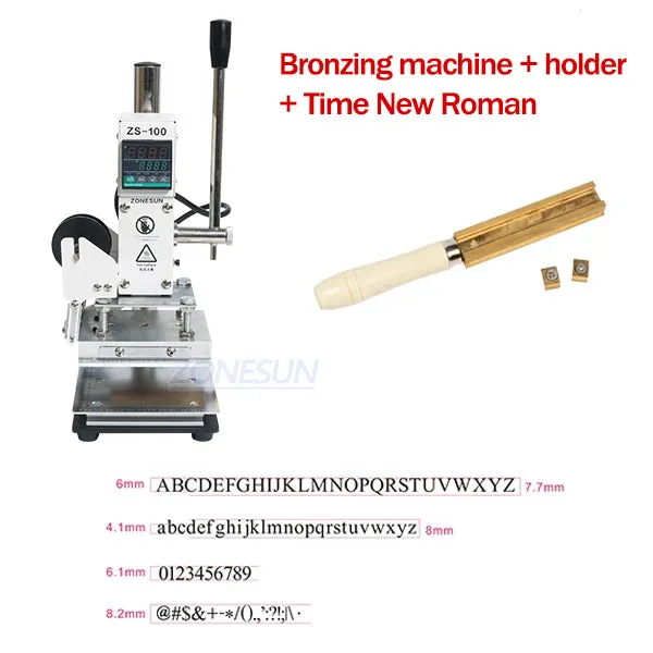 ZS-100 New Embossing Manual Hot Foil Stamping Machine For Leather Paper Wood With Measure Line Letters Hot Foil Stamping Machine