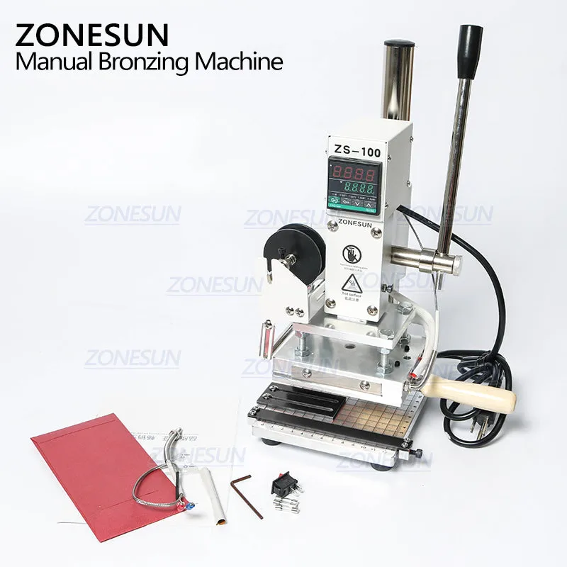 ZS-100 New Embossing Manual Hot Foil Stamping Machine For Leather Paper Wood With Measure Line Letters Hot Foil Stamping Machine