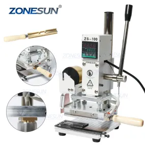 ZS-100 New Embossing Manual Hot Foil Stamping Machine For Leather Paper Wood With Measure Line Letters Hot Foil Stamping Machine